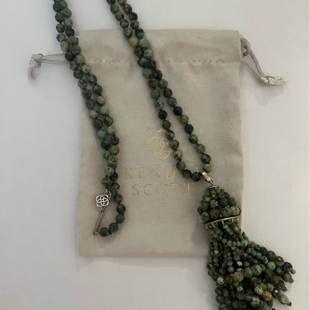 RARE! Kendra Scott African Turquoise Sylvia Tassel Necklace